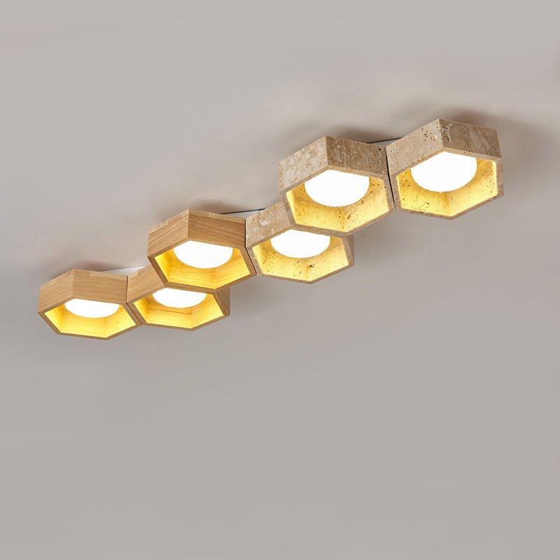 Honeycomb Travertine Ceiling Light