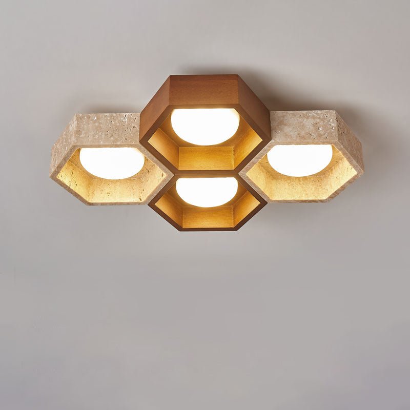 Honeycomb Travertine Ceiling Light