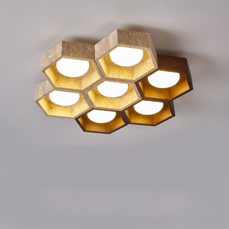 Honeycomb Travertine Ceiling Light