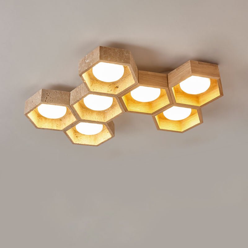 Honeycomb Travertine Ceiling Light
