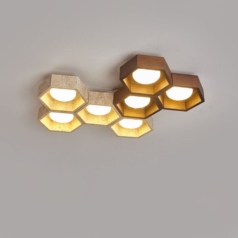 Honeycomb Travertine Ceiling Light
