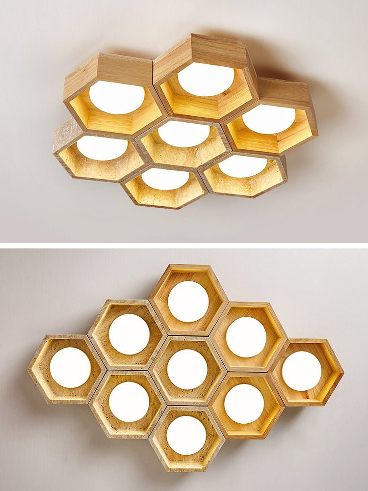 Honeycomb Travertine Ceiling Light