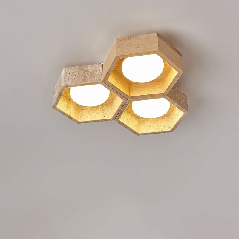 Honeycomb Travertine Ceiling Light