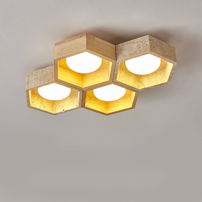 Honeycomb Travertine Ceiling Light