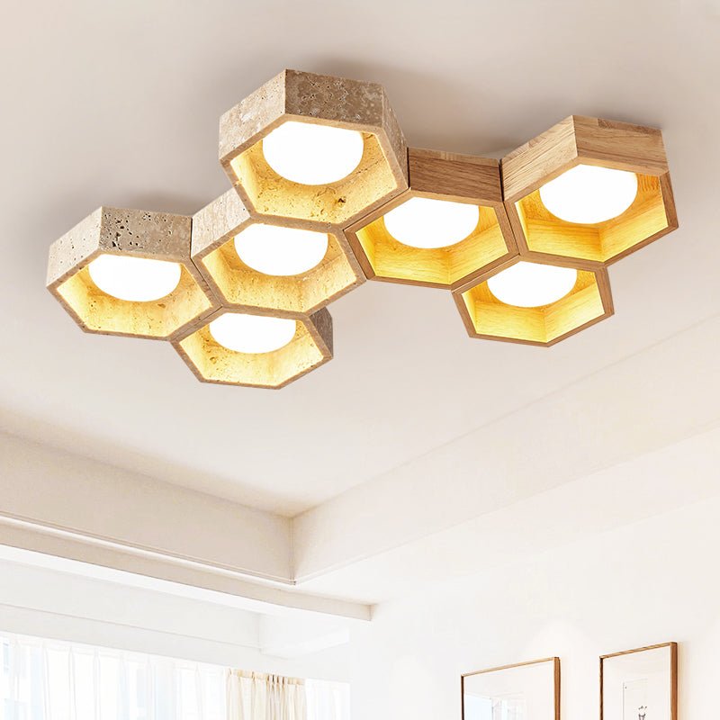 Honeycomb Travertine Ceiling Light