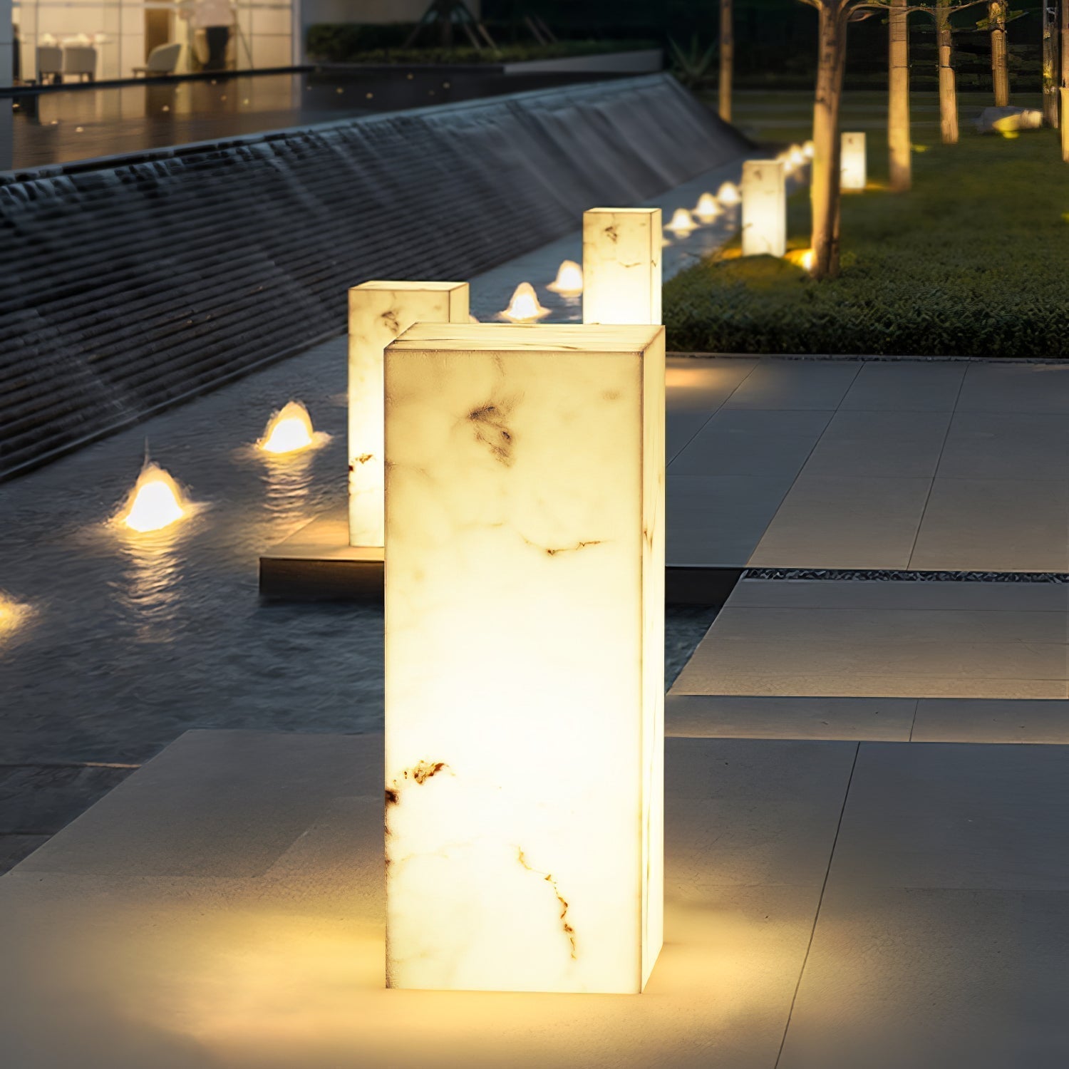 Imitation Marble Cube Exterior Light, Outdoor Wall Light, detail 8