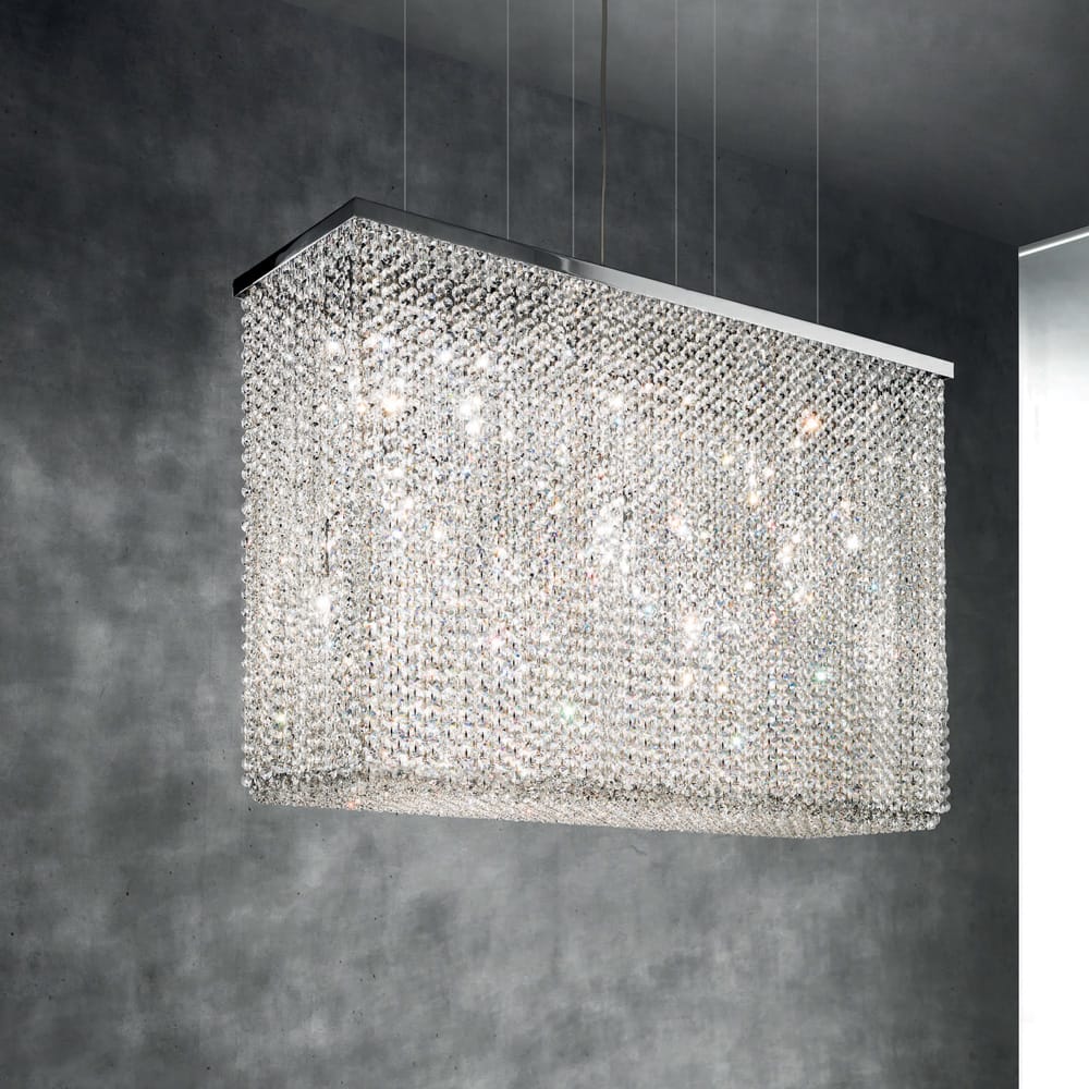 Italian Designer Crystal Rectangular Chandelier