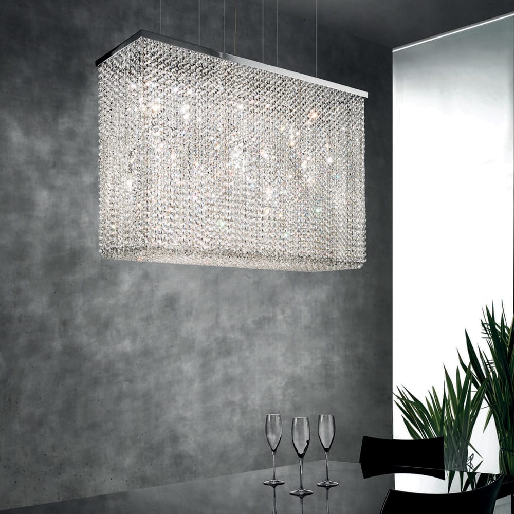 Italian Designer Crystal Rectangular Chandelier