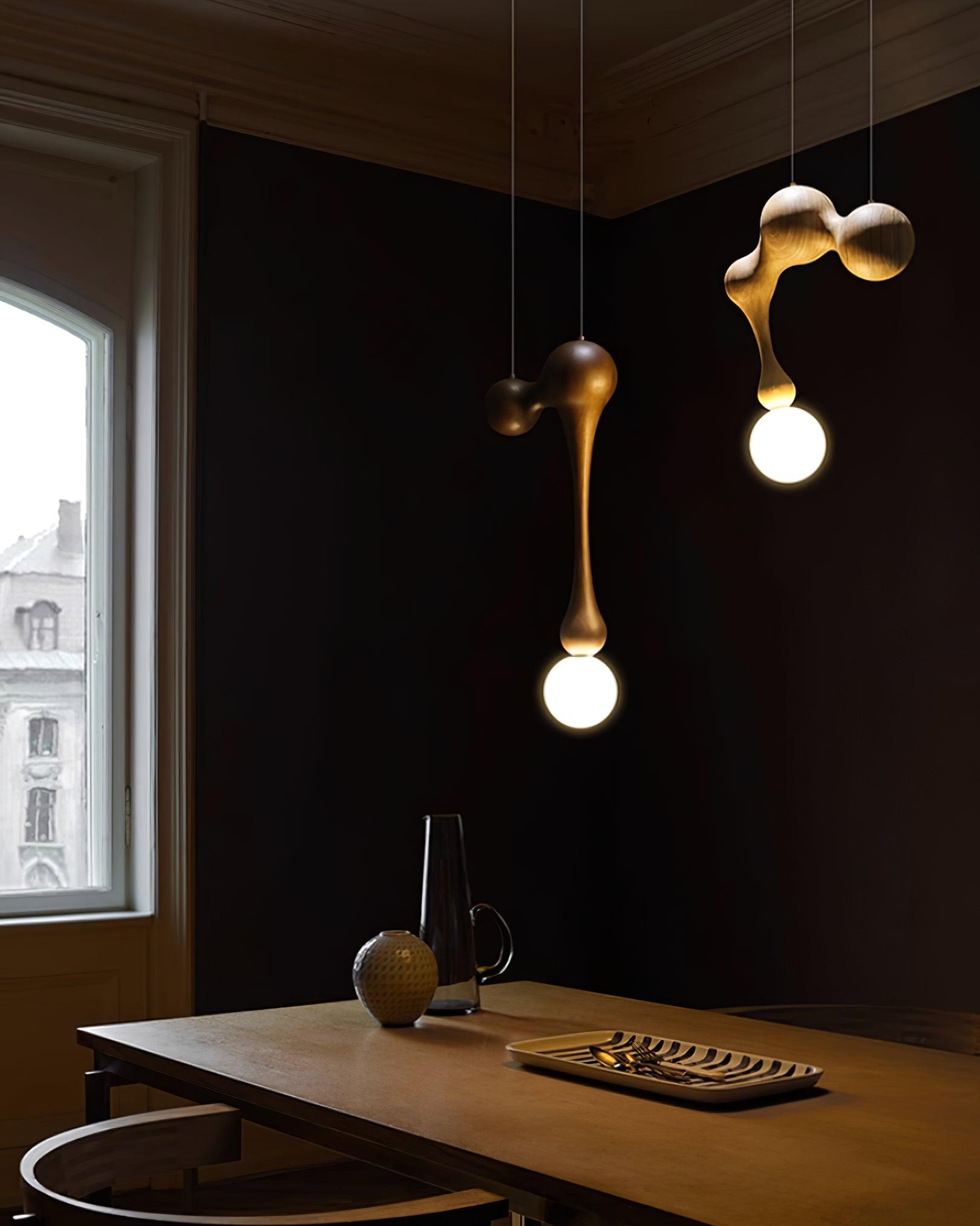 Close-up angle of Jenna Wooden Pendant Lamp showing form and material detail