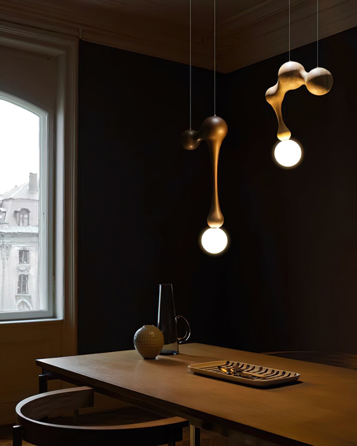 Close-up angle of Jenna Wooden Pendant Lamp showing form and material detail