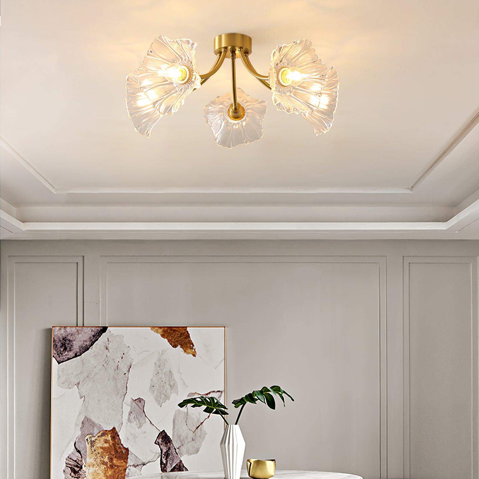 Kalin Flower Glass Flush Mount Light Ceiling Lamp