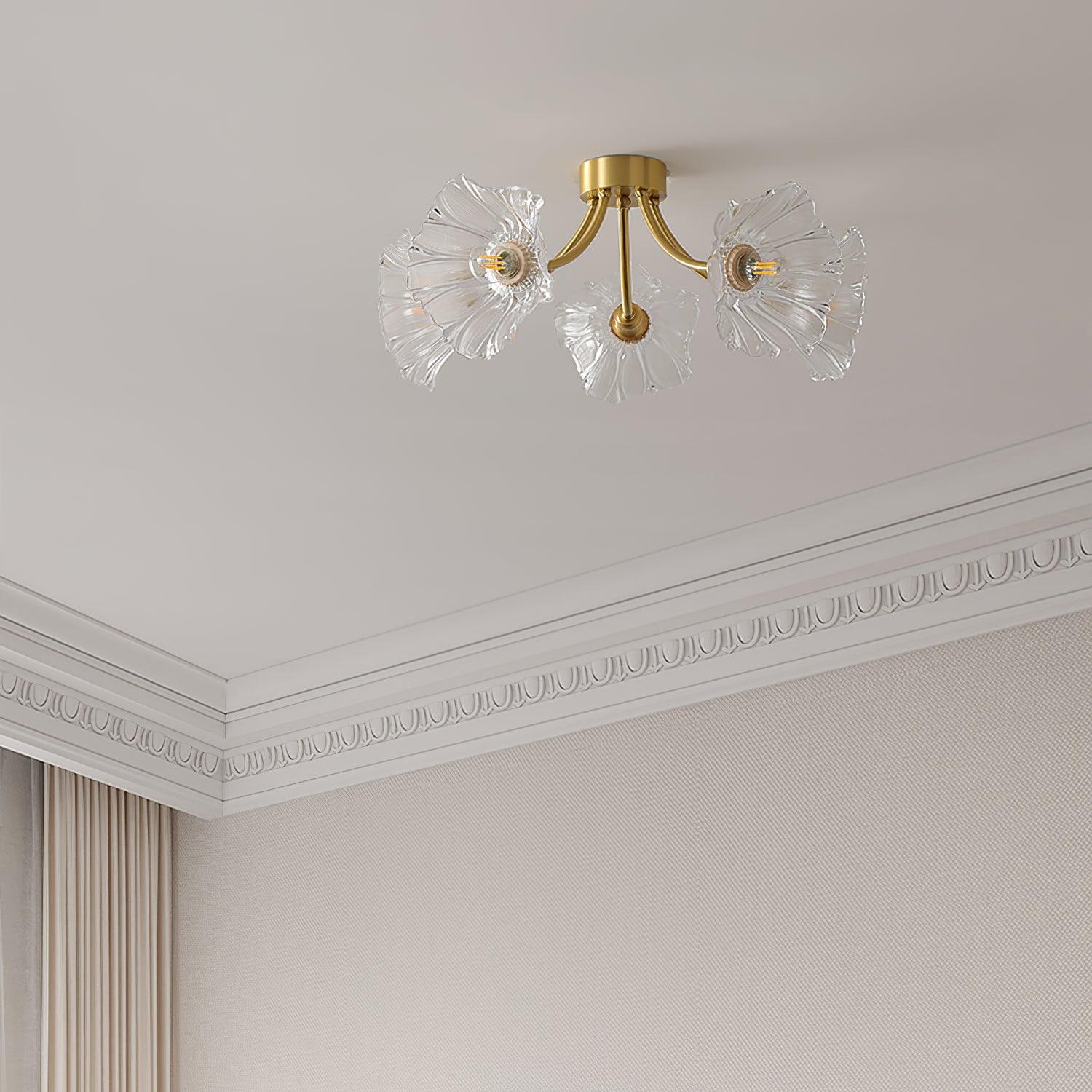 Kalin Flower Glass Flush Mount Light Ceiling Lamp