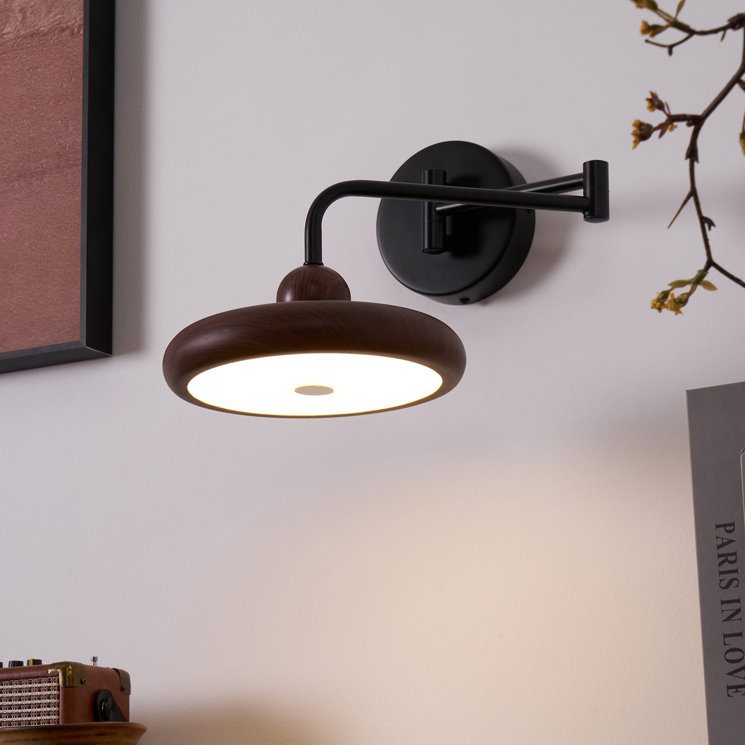 wood lighting fixture shown as a main product image for layered interiors