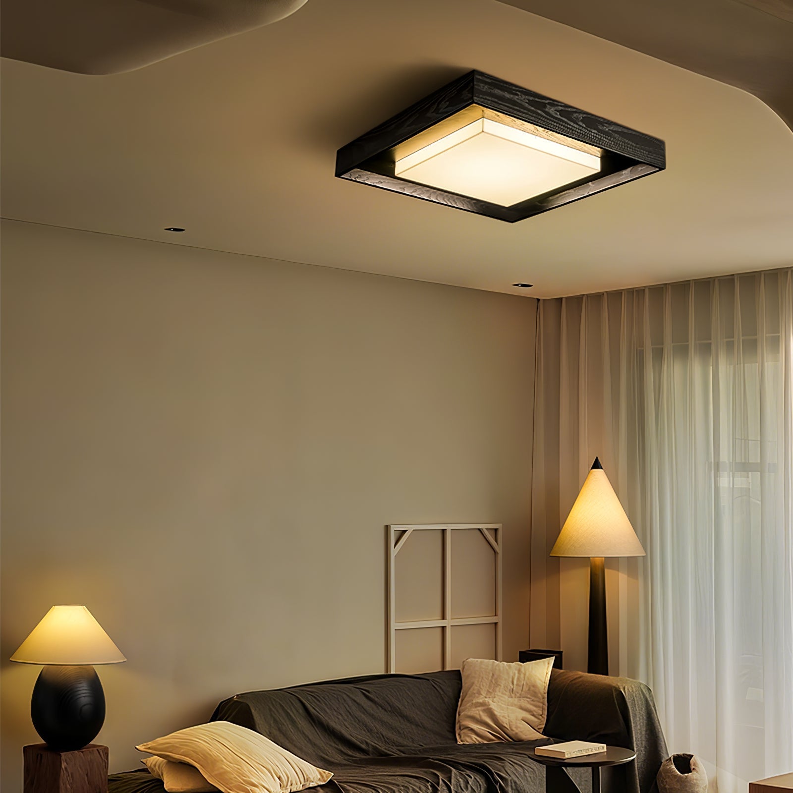 Kurin Wood Frame Ceiling Light detail view 4