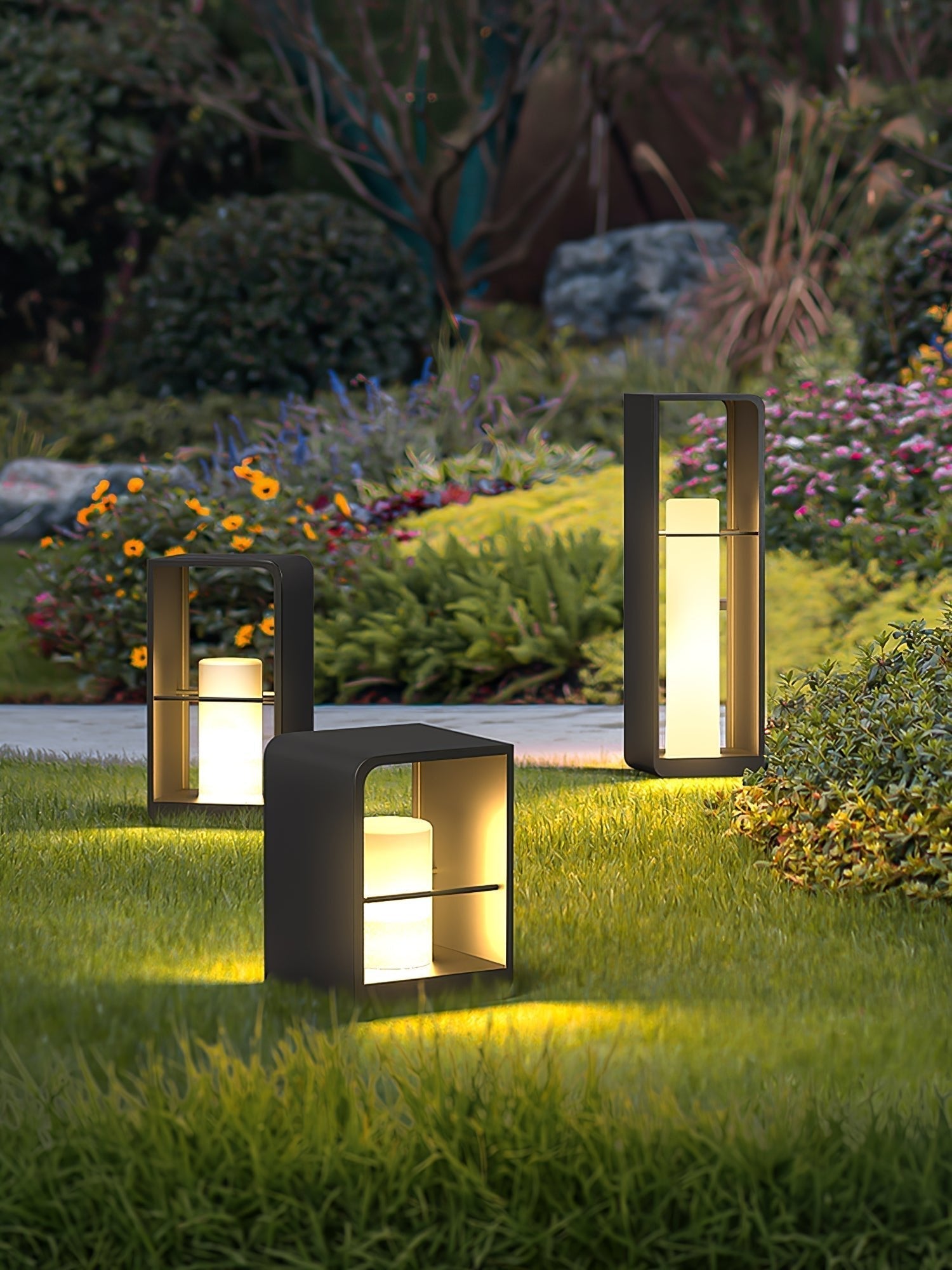 Lantern Garden Solar Exterior Light - Dia 20 cm x H 45cm Stainless Steel, Outdoor Wall Light, detail 6