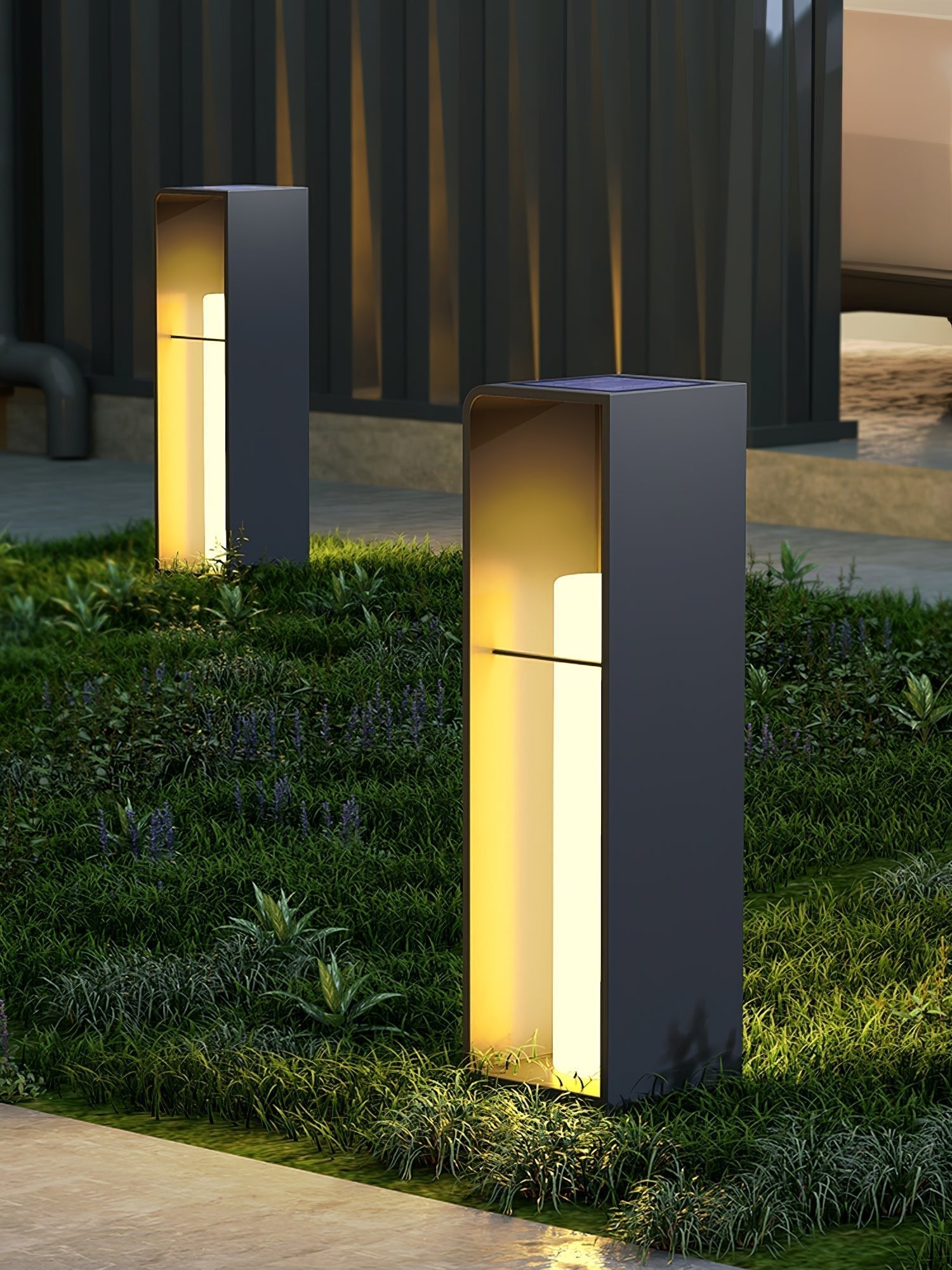 Lantern Garden Solar Exterior Light - Dia 20 cm x H 45cm Stainless Steel, Outdoor Wall Light, detail 2