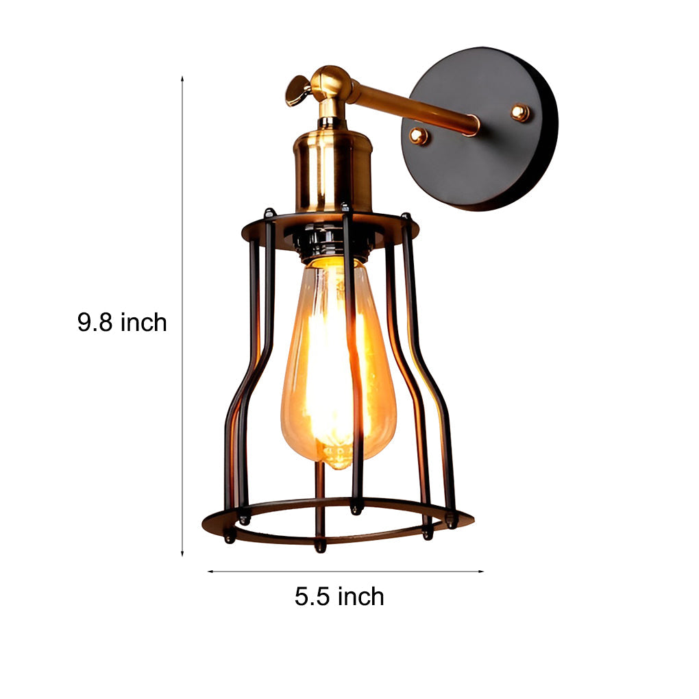 Adjustable Retro Iron E26 Waterproof Industrial Plug-In Wall Light, Plug-In Wall Sconce, detail 5