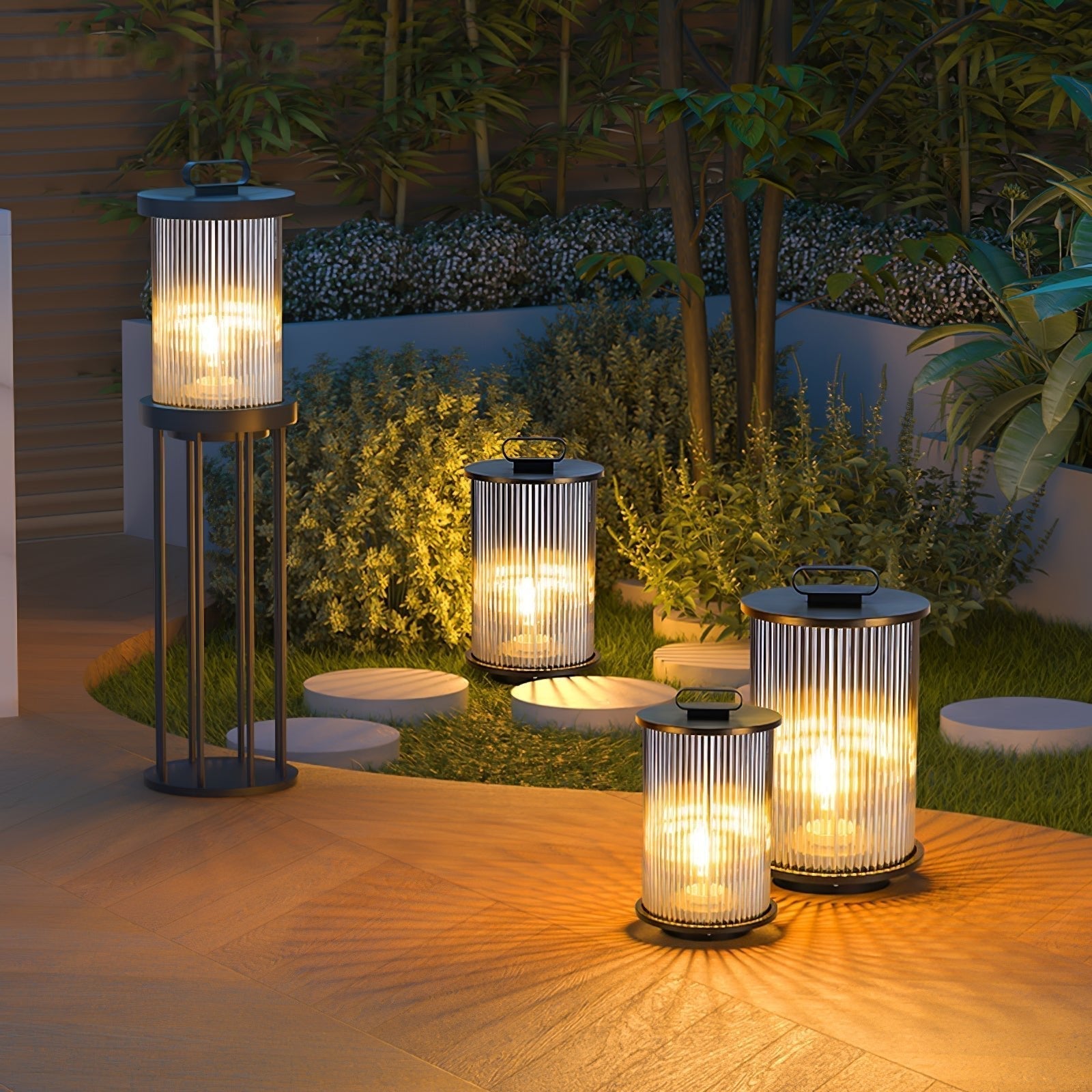 Lantern Garden Solar Exterior Light - ∅ 7.9″ x H 14.2″ Stainless Steel, Outdoor Wall Light, detail 4