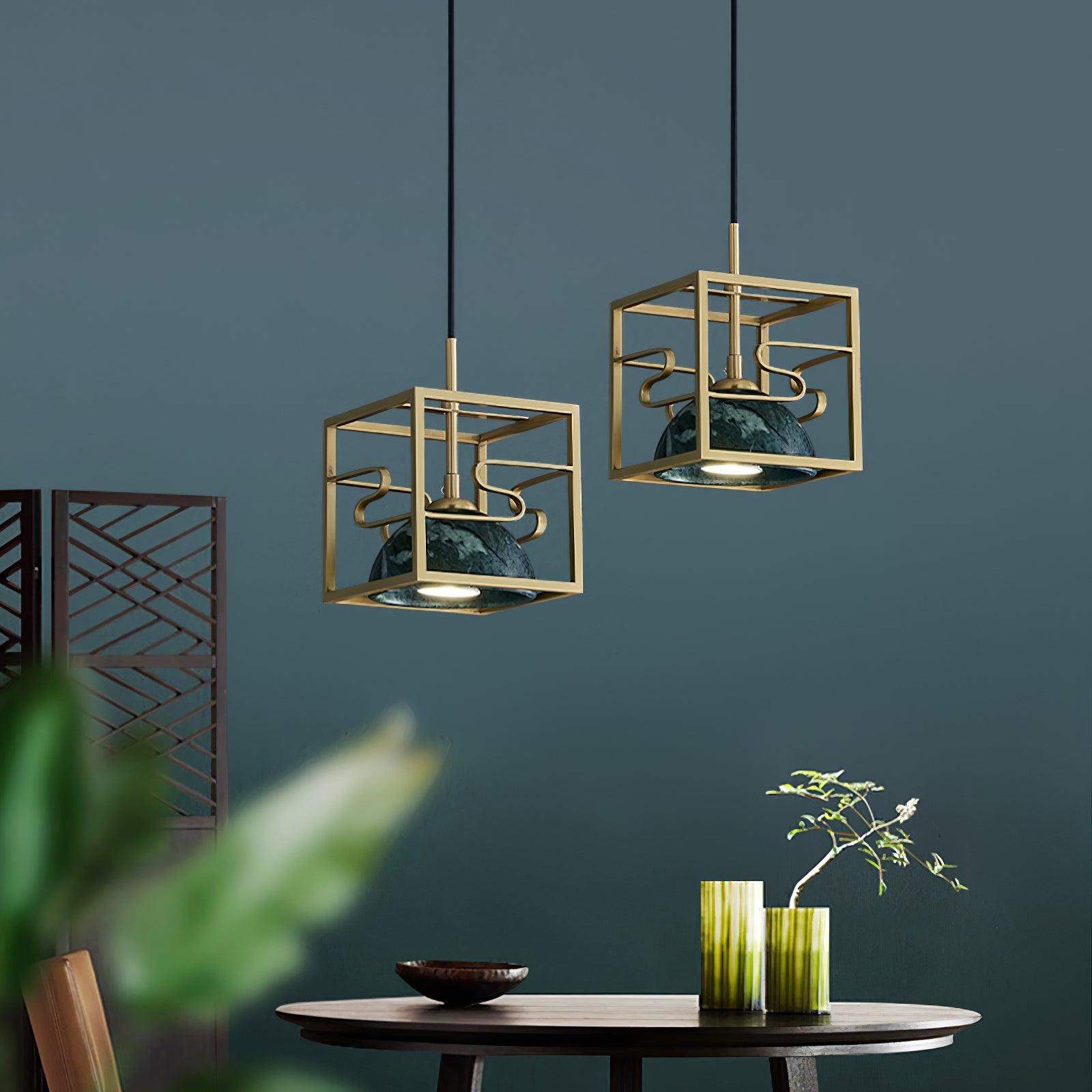 Lantern Square Pendant Lamp Chandelier detail view 3
