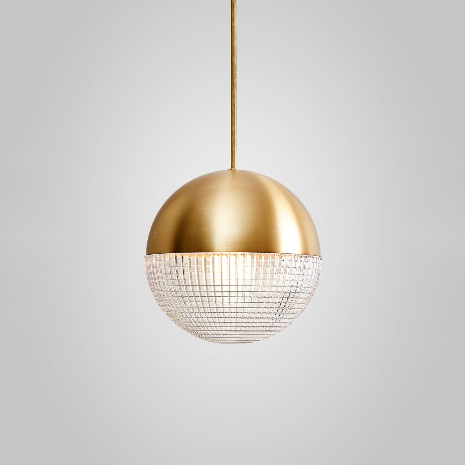 Side view of glass pendant light for scale and shape reference