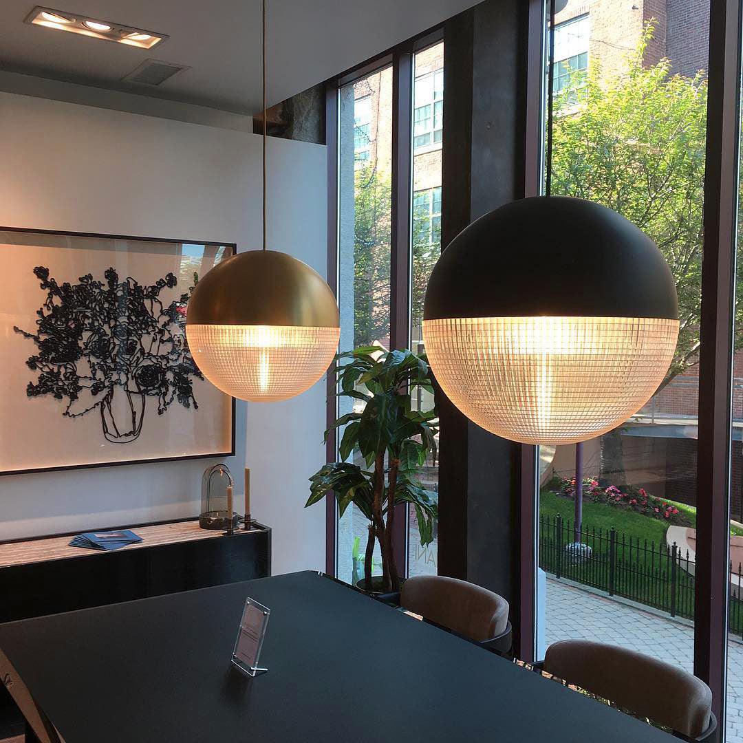 Close-up angle of Lens Flair Pendant Lamp showing form and material detail