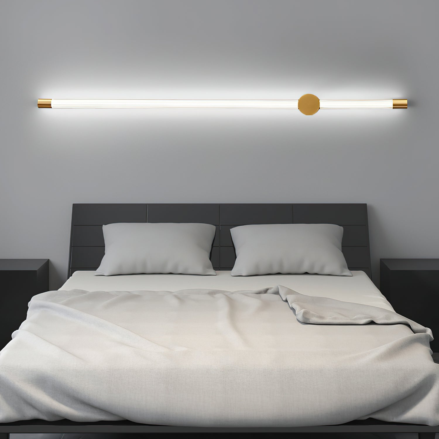 Linear LED Wall Light - Dia 6cm x H 65cm Brass, Hardwired Wall Sconce, detail 8