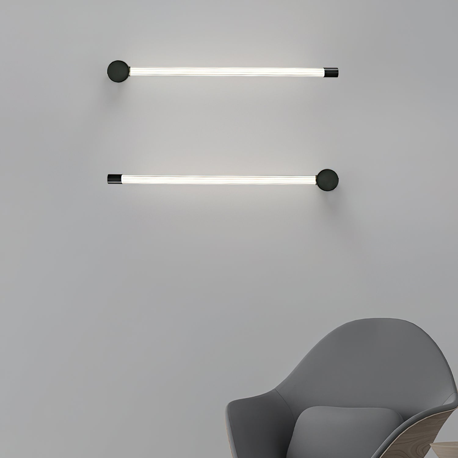Linear LED Wall Light - Dia 6cm x H 65cm Brass, Hardwired Wall Sconce, detail 9