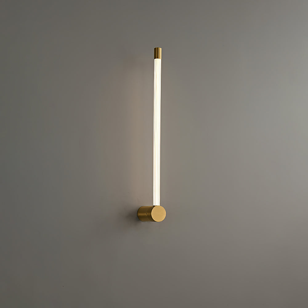 Linear LED Wall Light - Dia 6cm x H 65cm Brass, Hardwired Wall Sconce