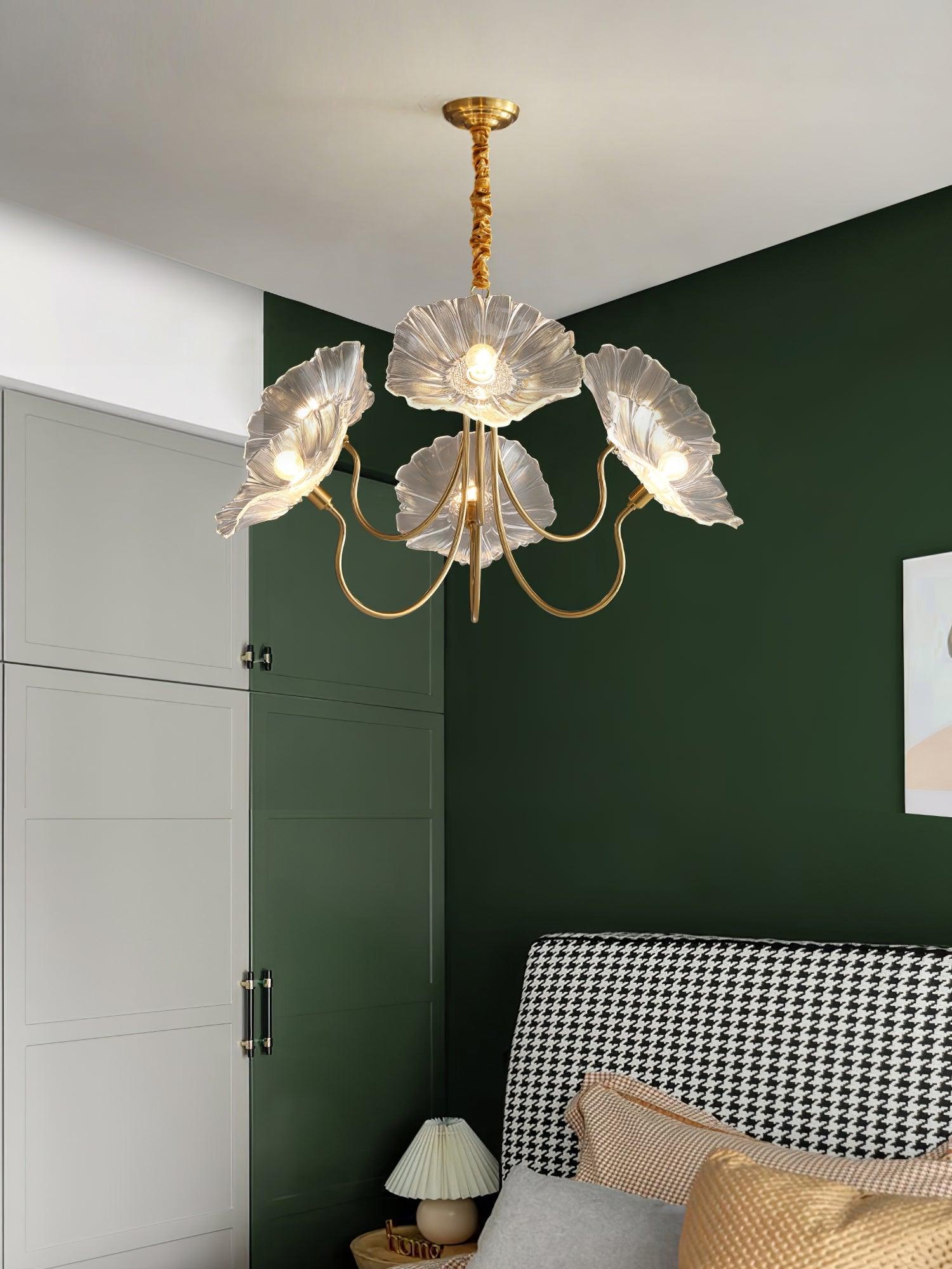Lotus Leaf Glass Chandelier