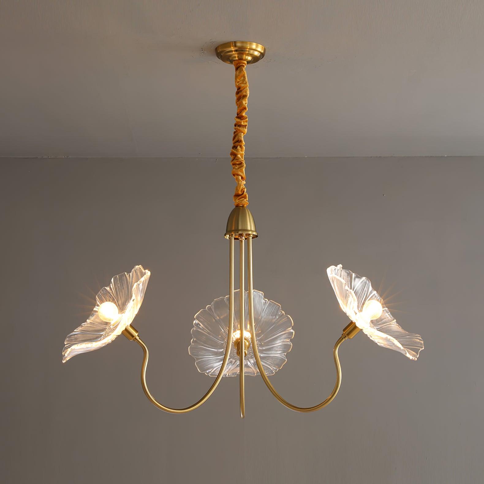 Lotus Leaf Glass Ceiling Fixture Chandelier