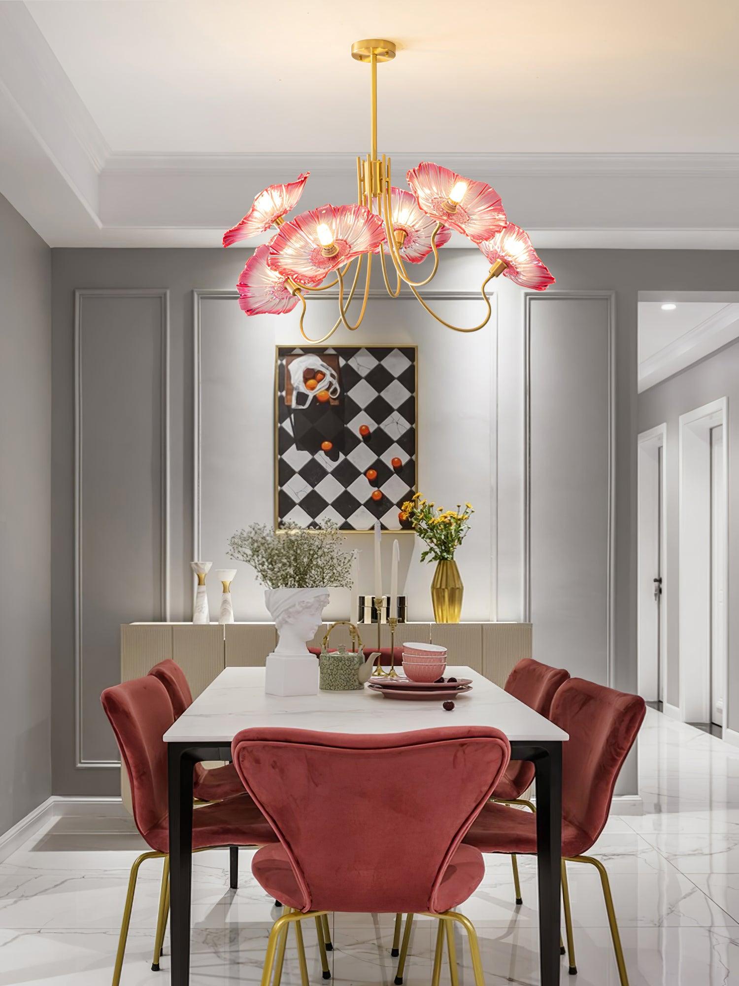 Lotus Leaf Glass Ceiling Fixture Chandelier