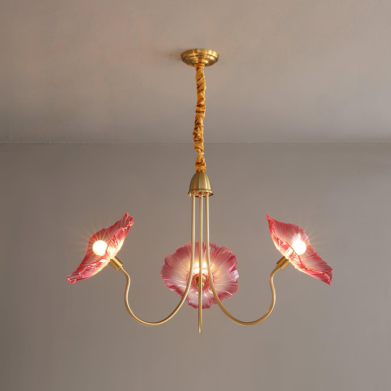 Lotus Leaf Glass Ceiling Fixture Chandelier