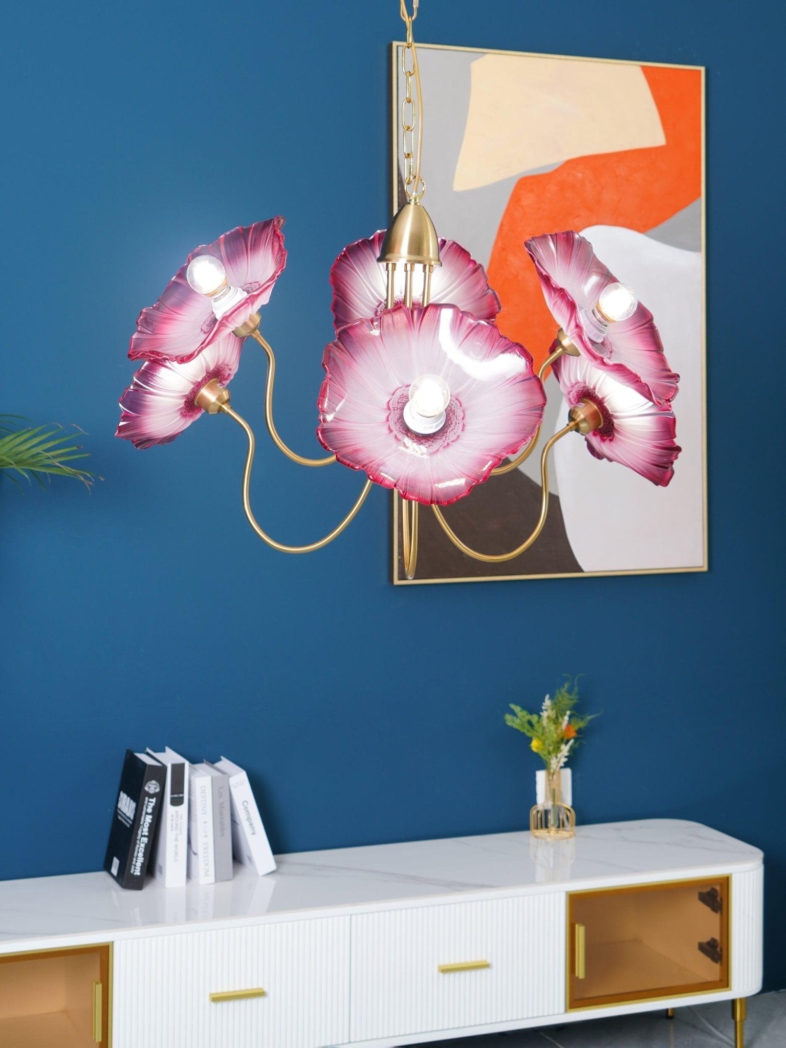 Lotus Leaf Glass Ceiling Fixture Chandelier