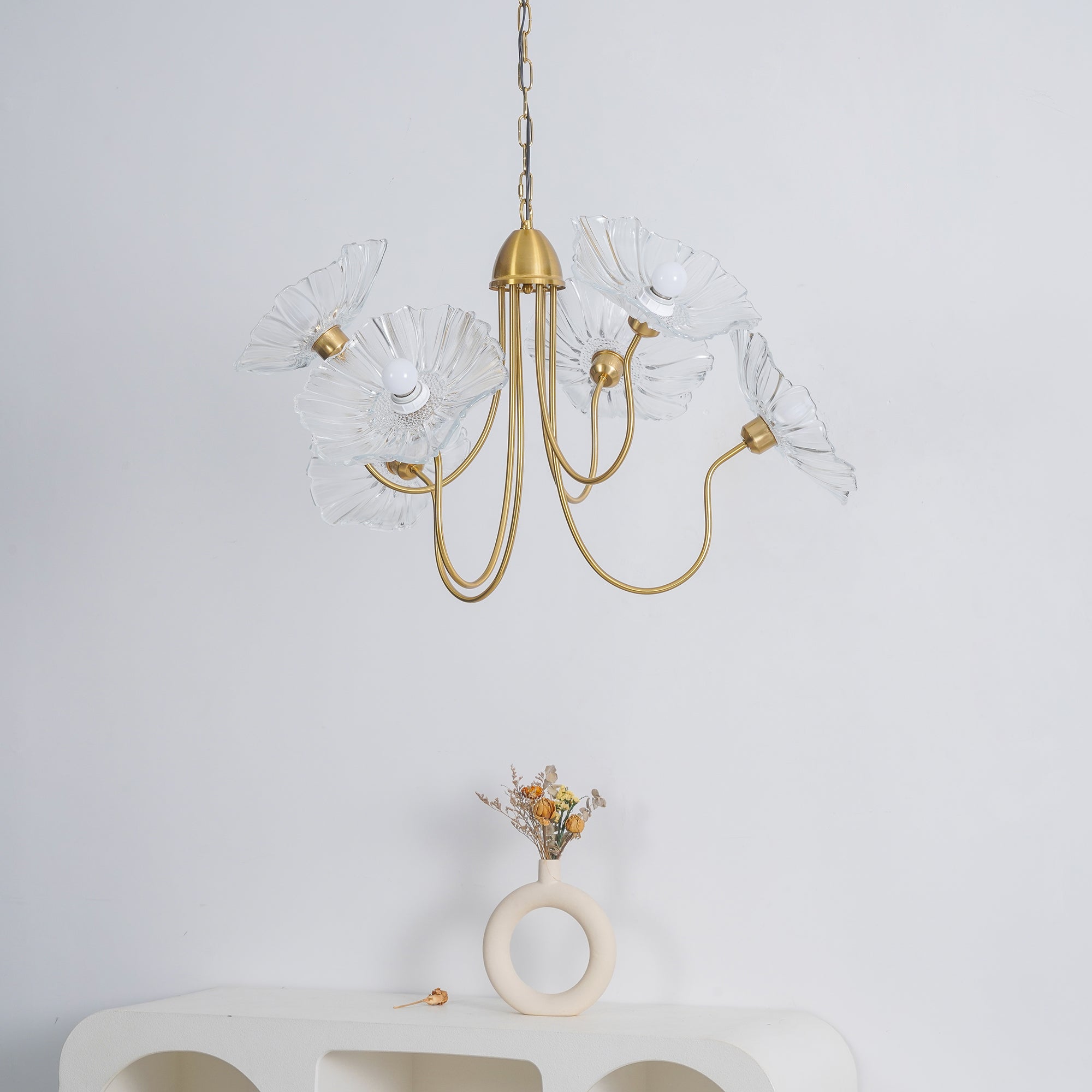 Lotus Leaf Glass Ceiling Fixture Chandelier