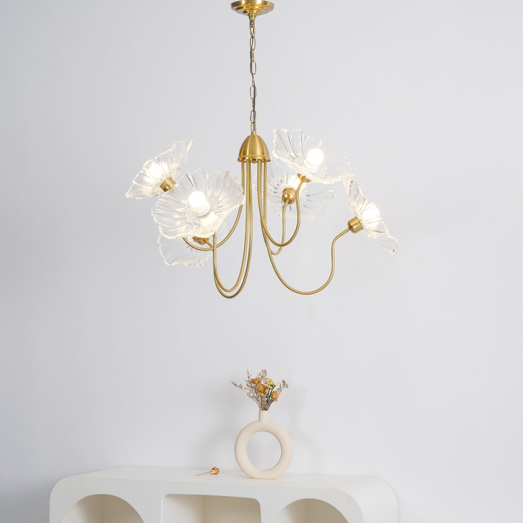 Lotus Leaf Glass Ceiling Fixture Chandelier