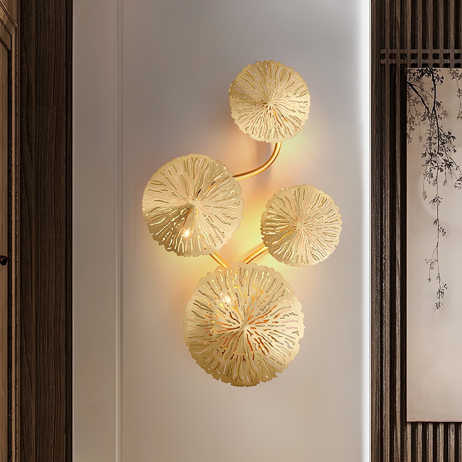 Lotus Leaf Wall Light - Model F: W 12.2 x H 30.3 Stainless steel, Hardwired Wall Sconce, detail 4