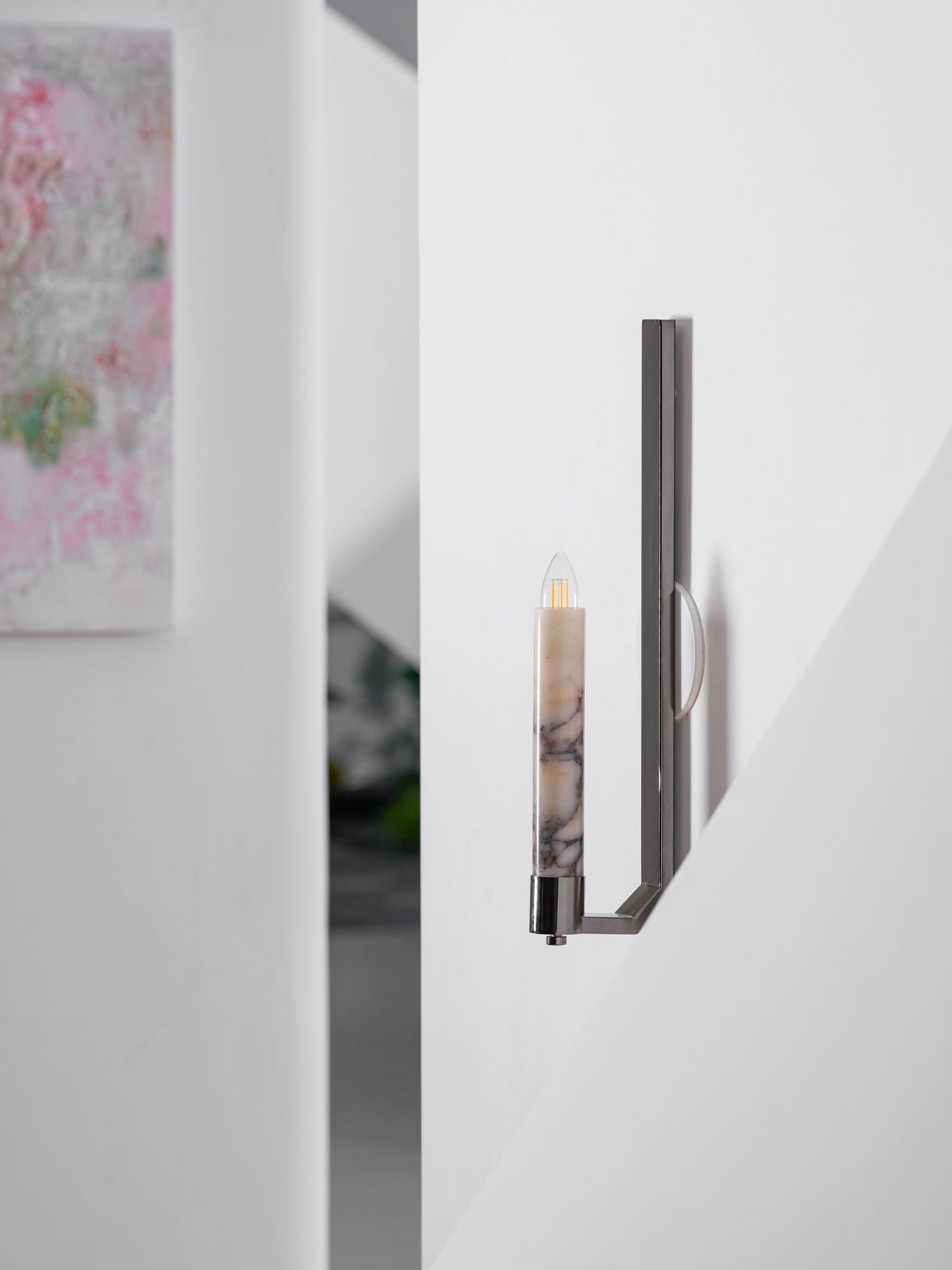 Lumivolt Alabaster Wall Light - Dia 13cm x H 54cm Metal, Hardwired Wall Sconce, detail 5