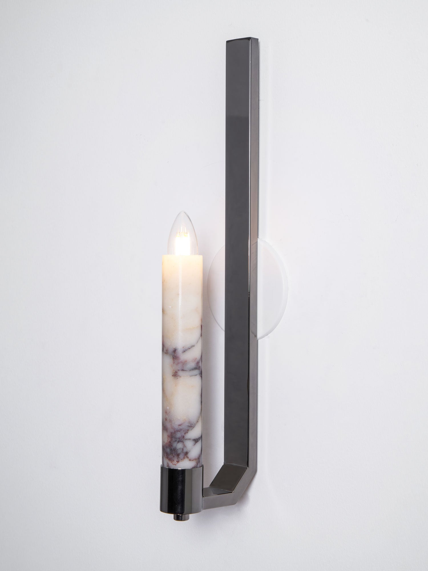 Lumivolt Alabaster Wall Light - Dia 13cm x H 54cm Metal, Hardwired Wall Sconce, detail 9