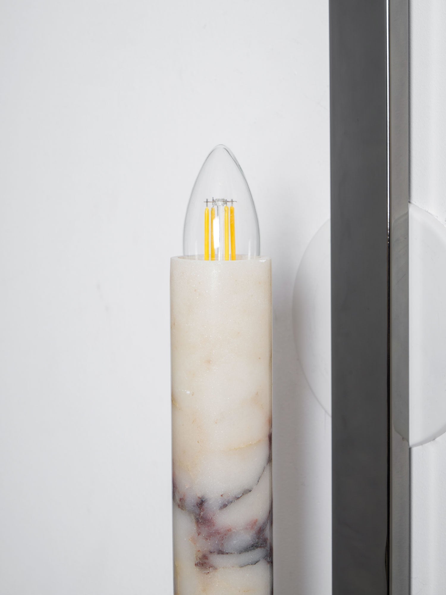 Lumivolt Alabaster Wall Light - Dia 13cm x H 54cm Metal, Hardwired Wall Sconce, detail 12
