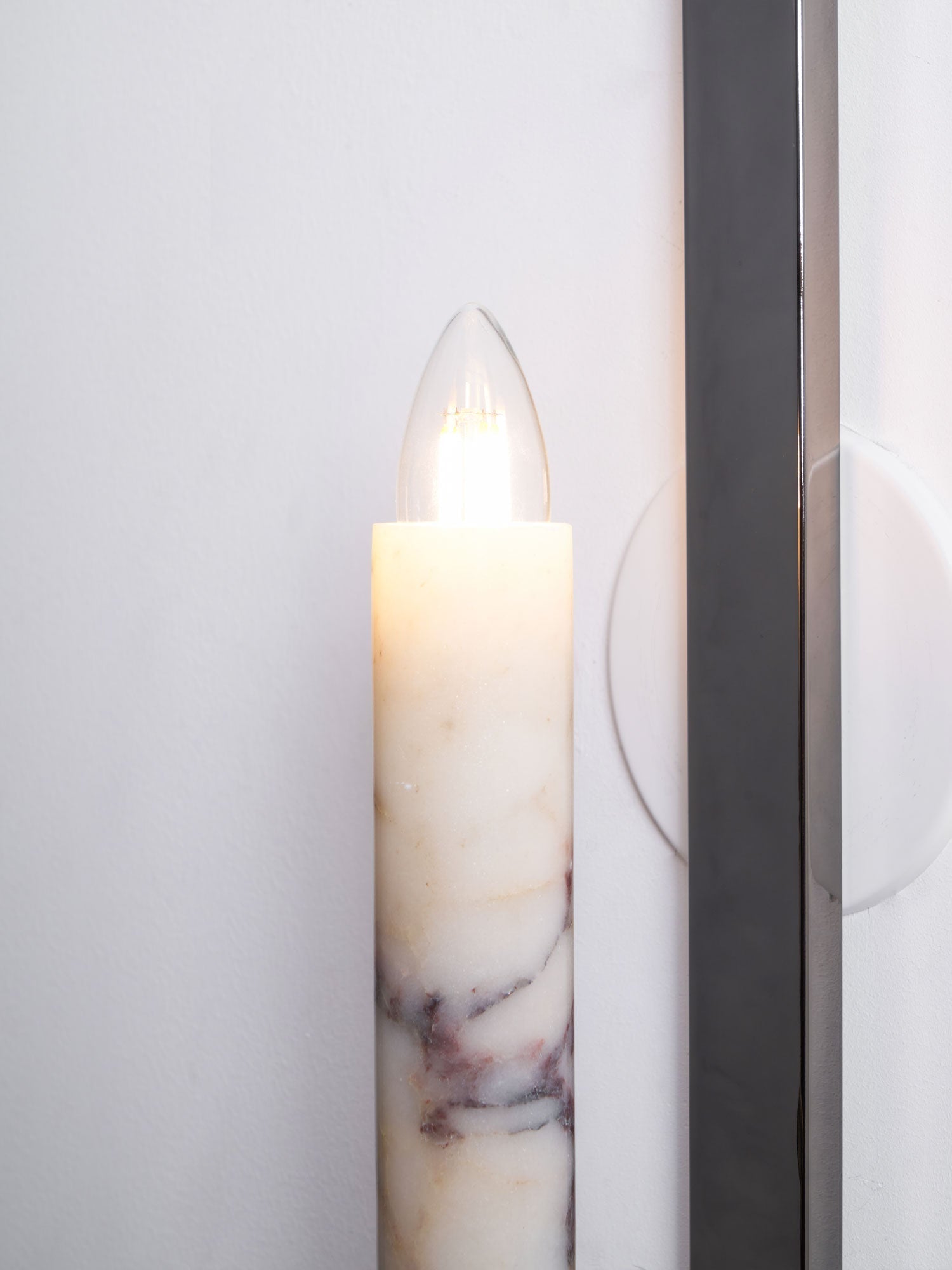 Lumivolt Alabaster Wall Light - Dia 13cm x H 54cm Metal, Hardwired Wall Sconce, detail 15