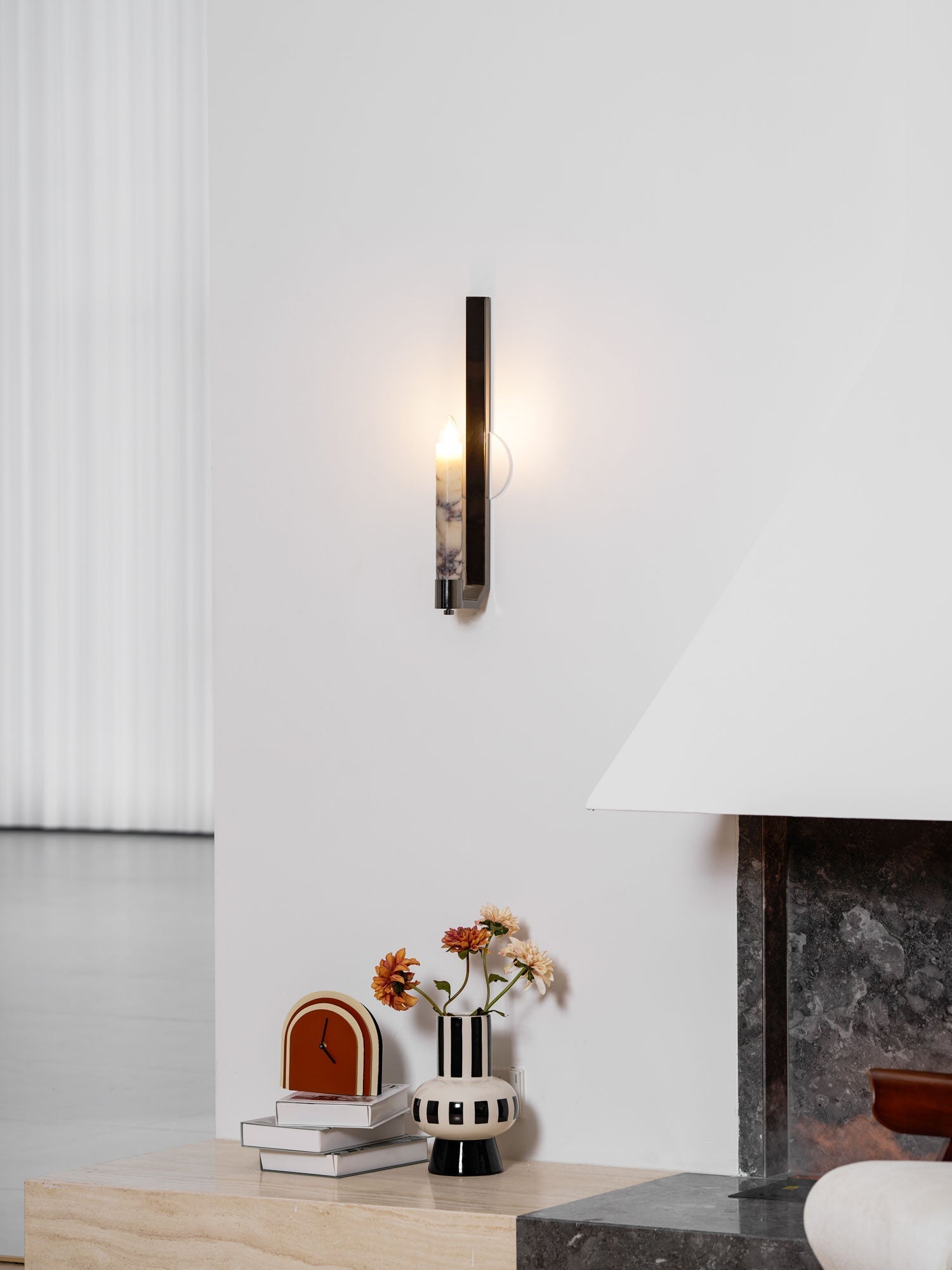 Lumivolt Alabaster Wall Light - Dia 13cm x H 54cm Metal, Hardwired Wall Sconce, detail 16