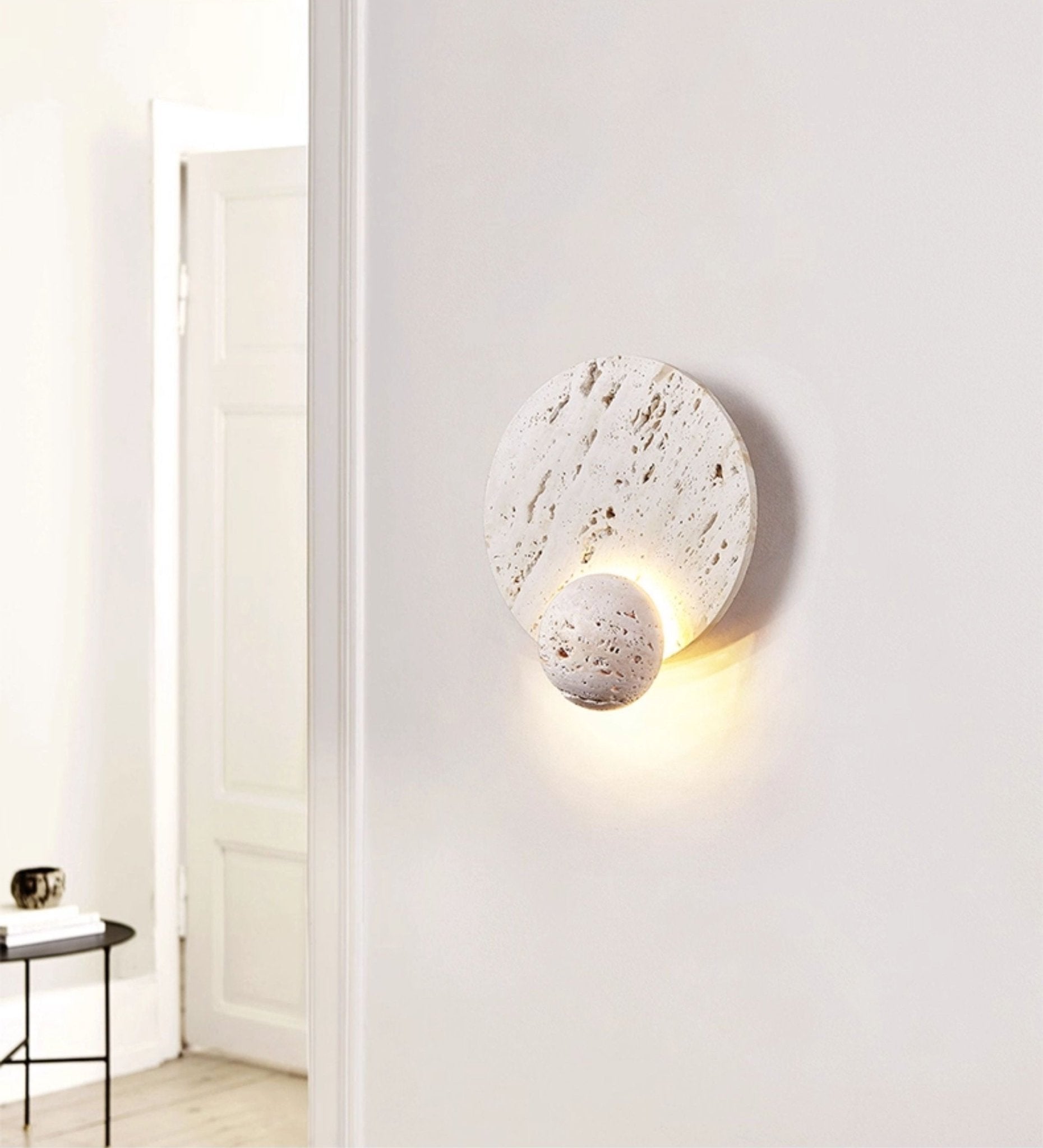 Luna Travertine Sconce detail view 3
