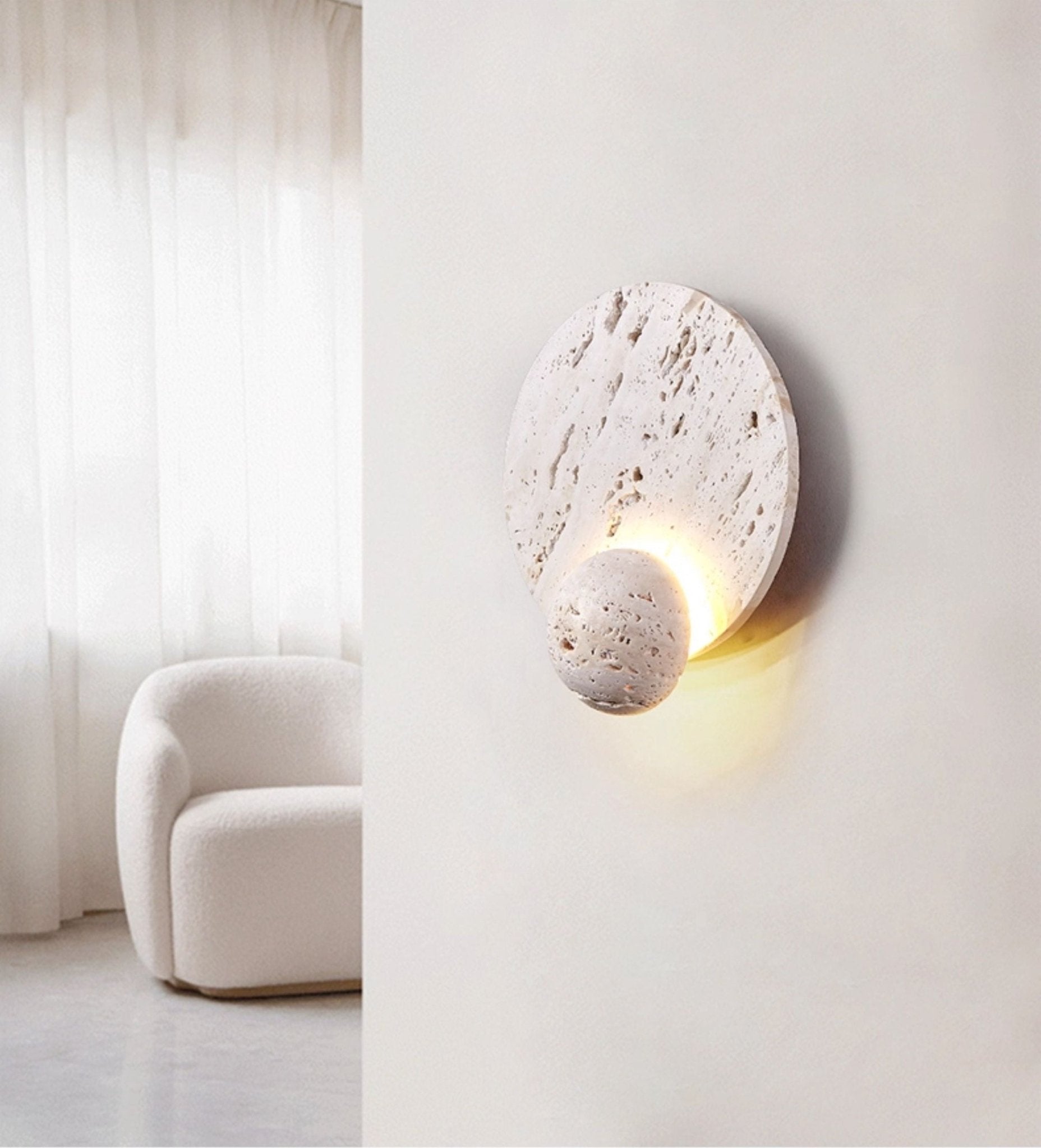 Luna Travertine Sconce detail view 5