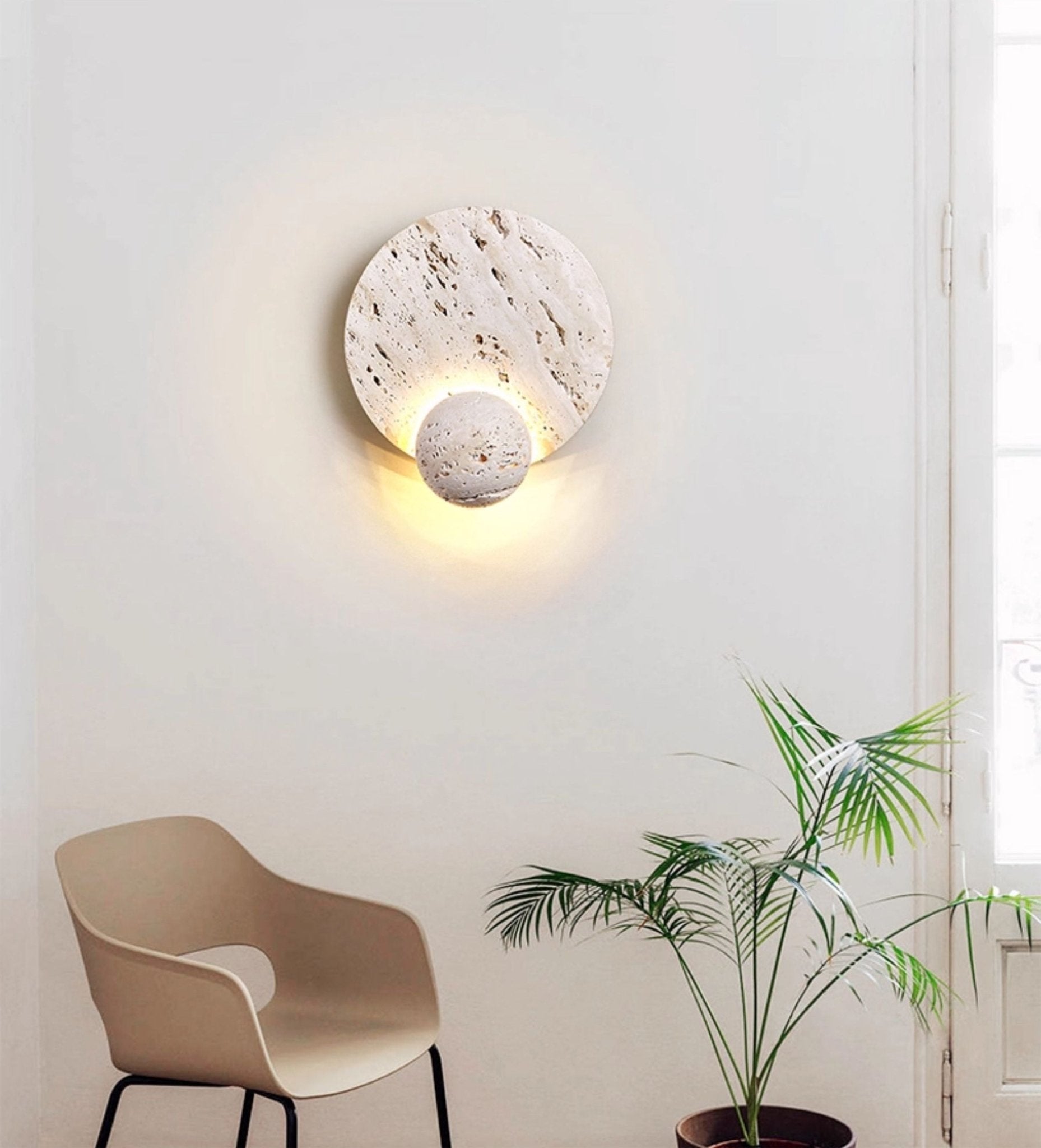 Luna Travertine Sconce detail view 4