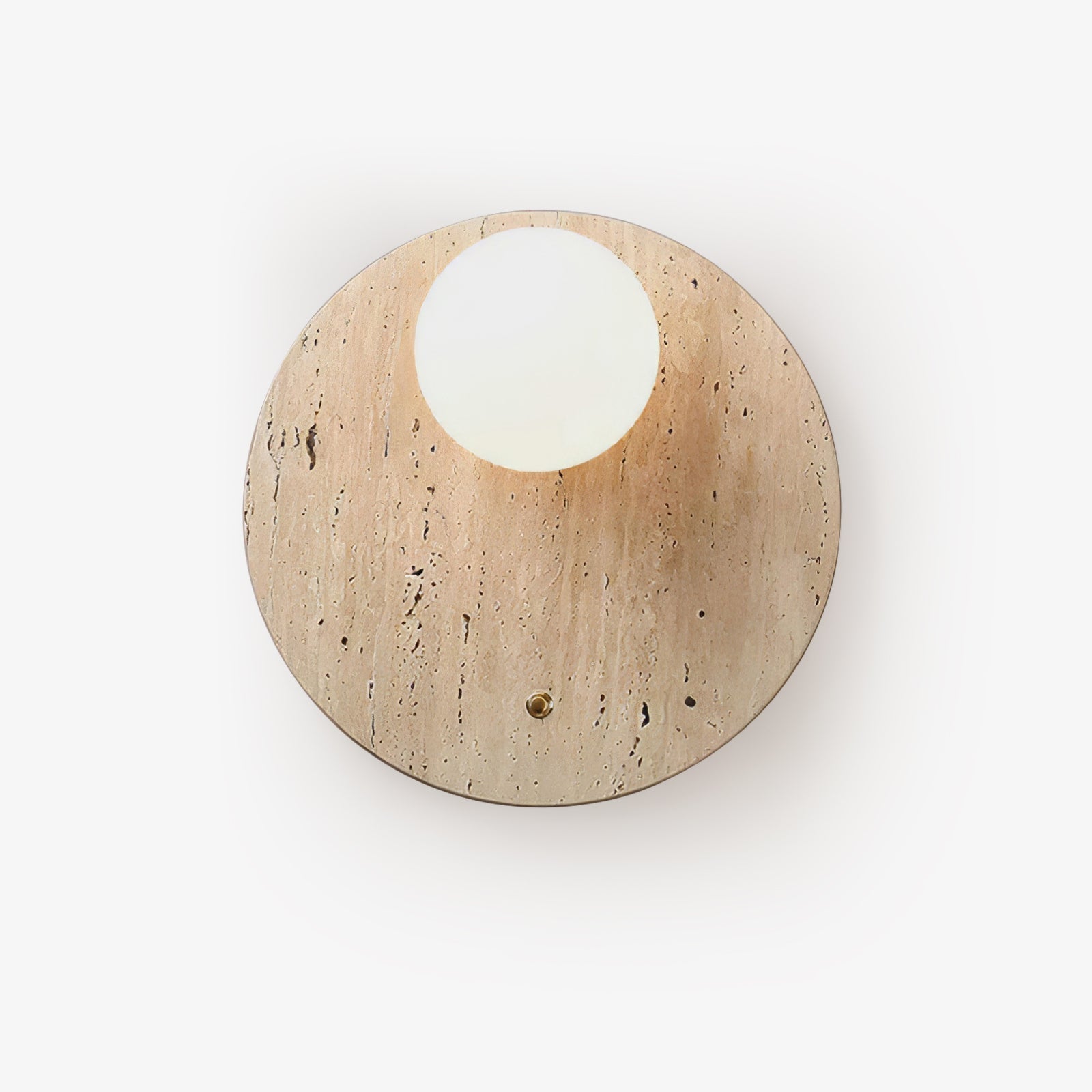 Luna Travertine Wall Light - Dia 14cm x H 38cm Yellow Travertine, Hardwired Wall Sconce