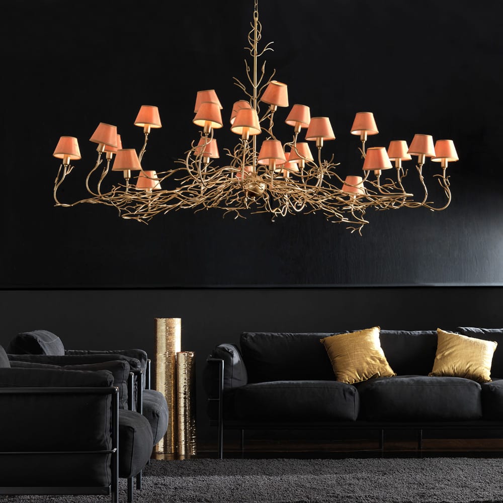 Luxurious Italian Branch 24-Light Wrought Chandelier detail view 5