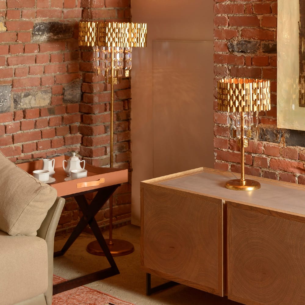 Braided Gold Leaf Italian Table Lamp