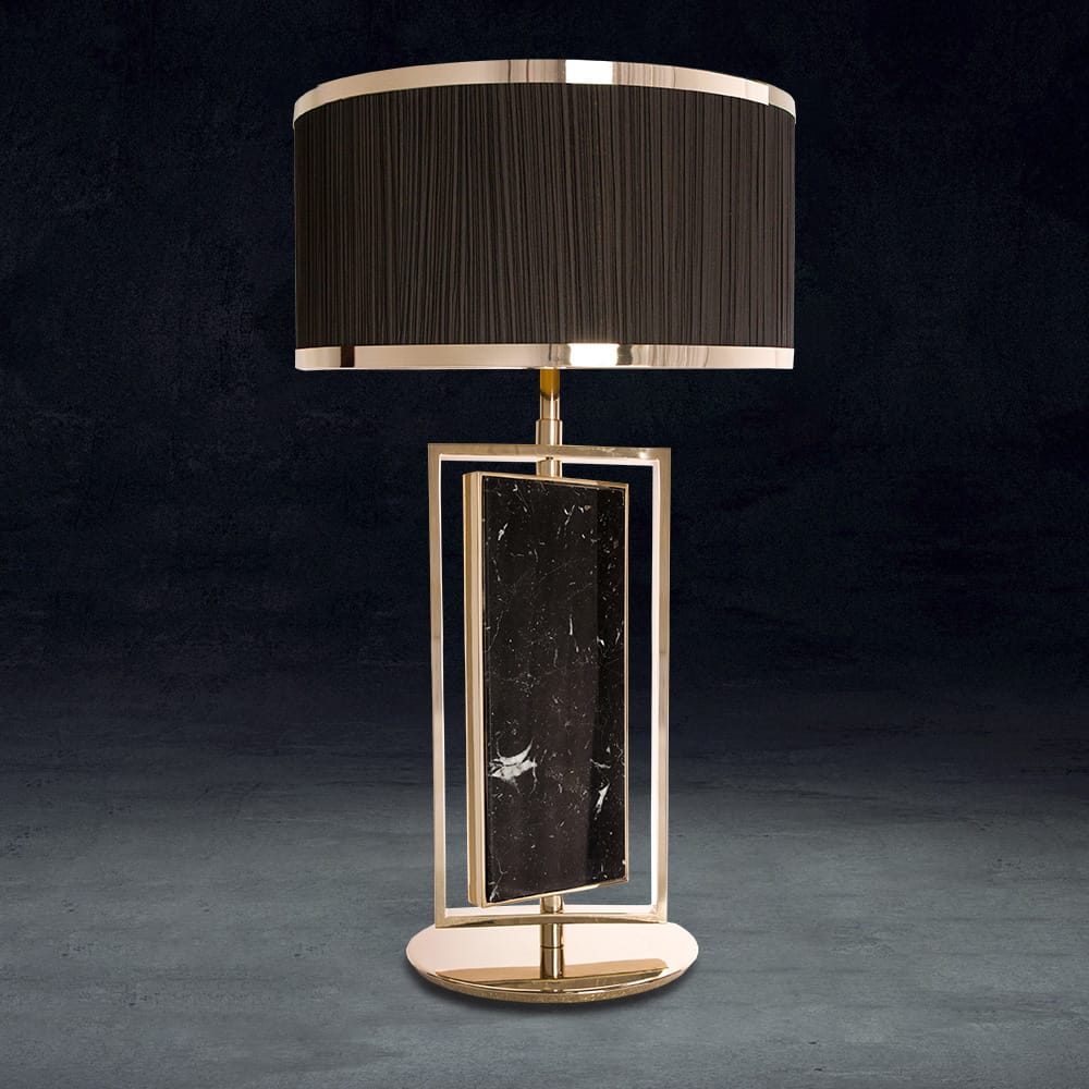 Premium Black Marquina Marble Table Lamp table lamp in brass, marble | Tianguang Select
