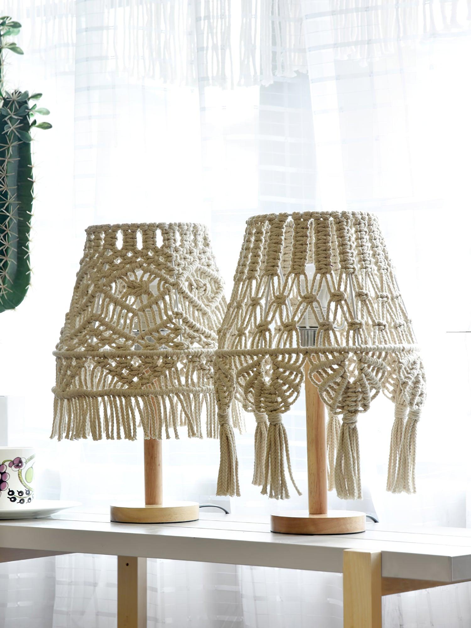Macrame Side Table Lamp