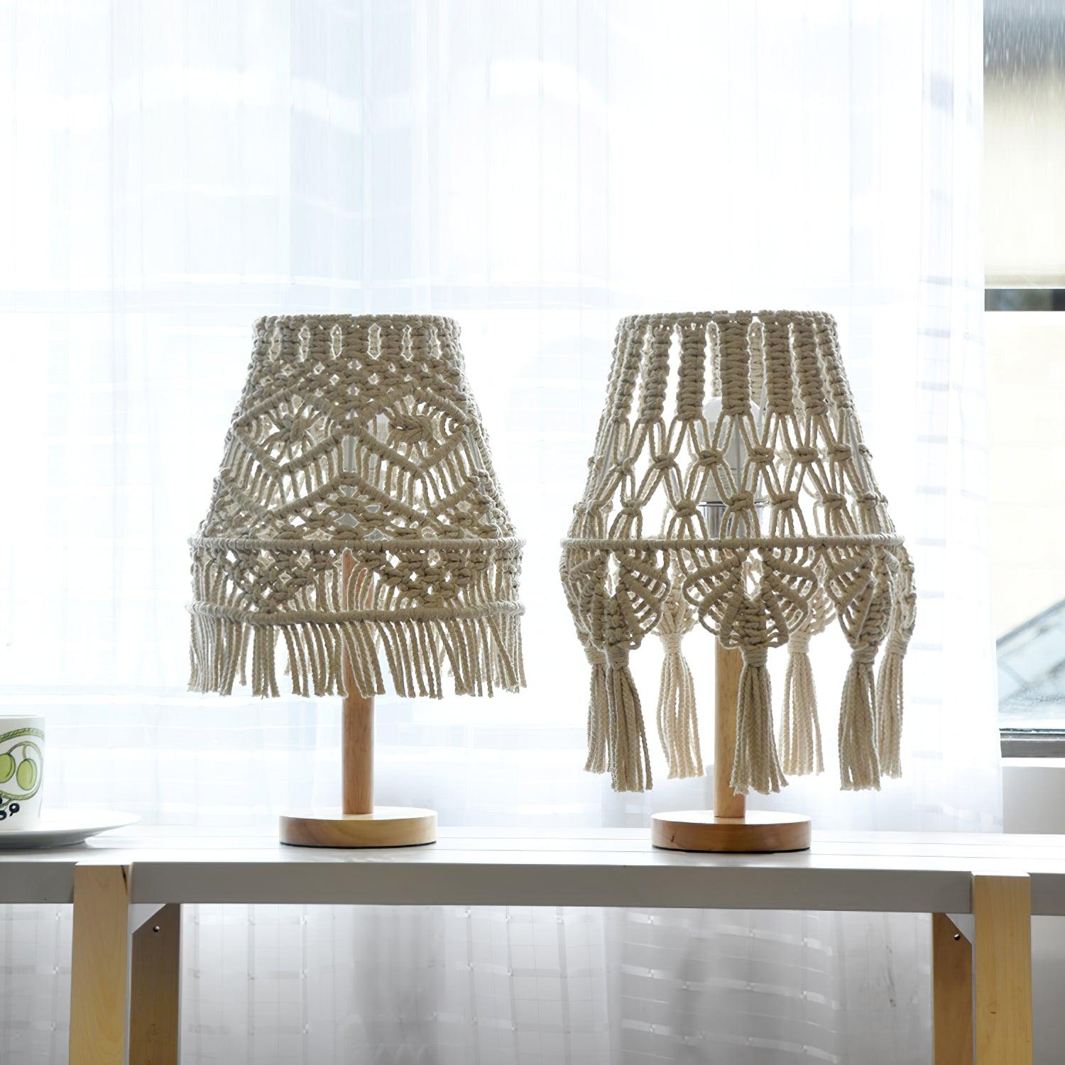 Macrame Side Table Lamp